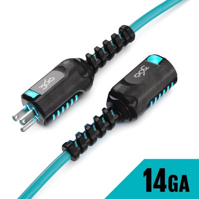 360 Electrical Heavy-Duty 100-ft 14/3 PowerFlex Single Outlet Extension Cord w/ Lighted Heads - Aqua/Grey