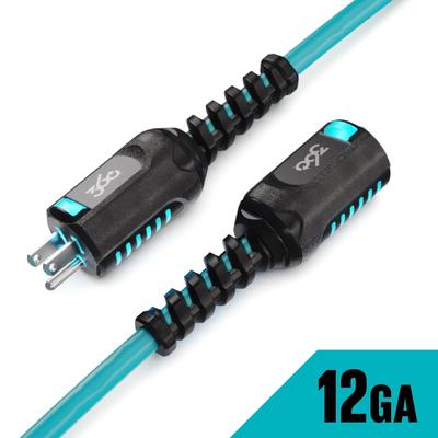 360 Electrical Heavy-Duty 100-ft 12/3 PowerFlex Single Outlet Extension Cord w/ Lighted Heads - Aqua/Grey