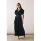 Wallis Womens Pleated Split Sleeve Maxi Dress - Navy - Size 12 UK | Wallis Sale | Discount Designer Brands