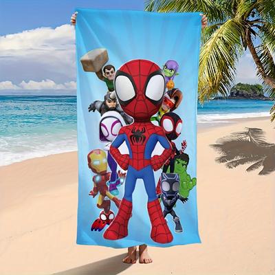 TEMU 1pc -man Cartoon Animation Themed Patterned Beach Towel, Summer Beach Towel, Absorbent, Quick Drying, Soft, Suitable For Camping, Sunbathing, Birthday Gift, Party Gift Image