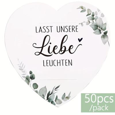 "TEMU 50pcs German Wedding Stickers - "let " Romantic Decoration, Christmas, New Year's Eve, Thanksgiving & All Festive Parties, Paper" Image
