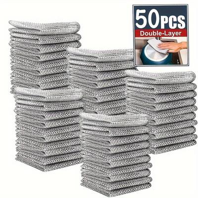 TEMU 50 Non-scratch Steel Fleece Scrubbers - Easily Remove Grease, Oil, And Dirt - Reusable And Washable - Suitable For Kitchen, Bathroom, And Dining Room - Home Cleaning And Storage Image