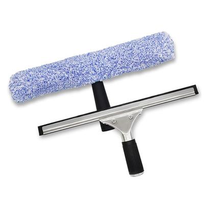 TEMU 2pcs Professional Window Cleaning Kit: Silicone Squeegee & Microfiber Scrubber - Ideal For Shower Glass, Mirrors, Doors & Cars Image