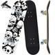 ANYFUN Pro Complete Skateboards for Beginners Girls Boys Kids Youths Teens Adults 31"x8" Skate Boards 7 Layers Canadian Maple Double Kick Deck Concave Longboard (Skull)