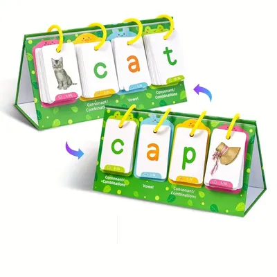 AotBlcer 129-teiliges Wortbauspiel – Flash-Karten-Set für Kinder im Alter von 3–6 Jahren, Image