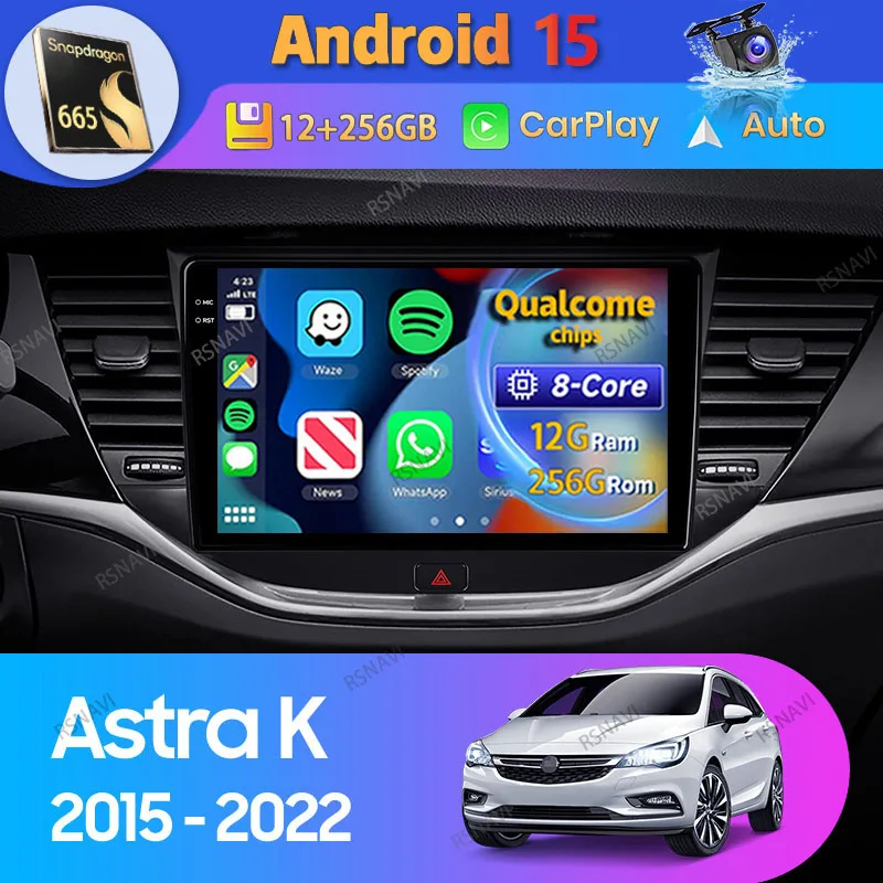 Android 15 Carplay Auto Für Opel Astra K 2015 2016 - 2022 Auto Radio GPS Navigation Video Player 2 Din Stereo WIFI + 4G Multimedia Image