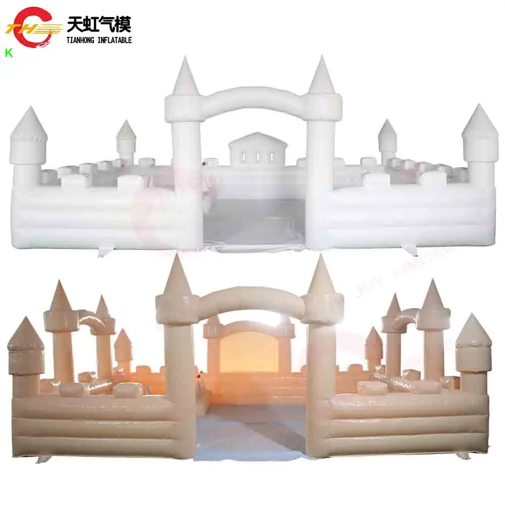 Premium-Bällebad, weiße aufblasbare Hüpfburg, rosa Hüpfburg aus Schaumstoff für Karneval, Hochzeitsveranstaltungen, 6 x 4 m Größe mit Gebläse im Lieferumfang enthalten Image