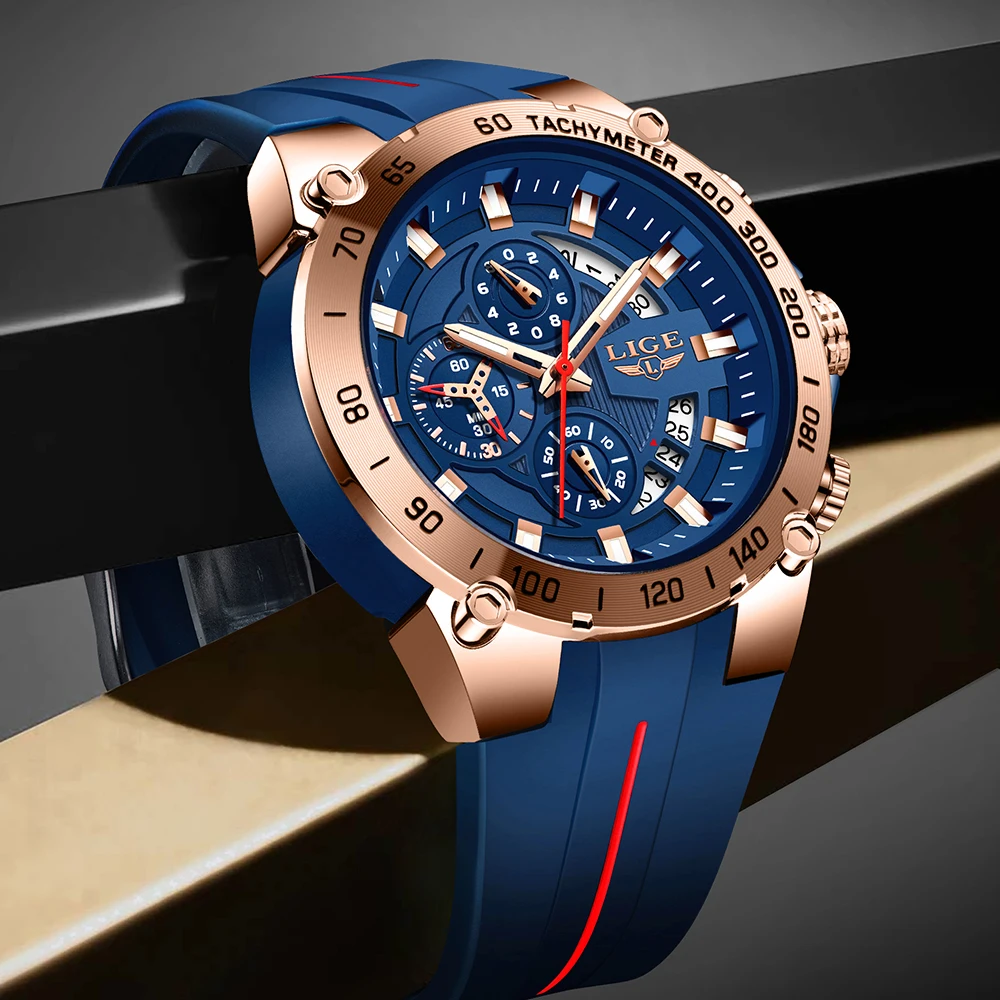 2025 LIGE Marke Uhr Männer Silikon Sport Uhren männer Army Military Quarz Armbanduhr Chronograph Männliche Uhr Relogio Masculino Image