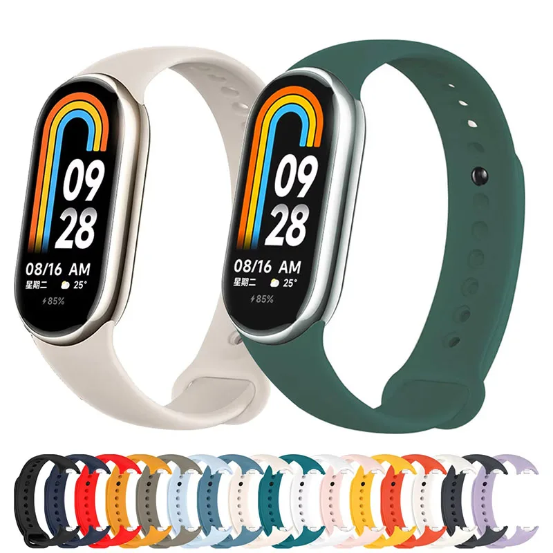2PCS silikon Sport Strap Für Xiaomi Mi band 8-9 NFC Ersatz miband 9/8 Armband wasserdichte Uhrenarmbänder smart mi band9 correa Image