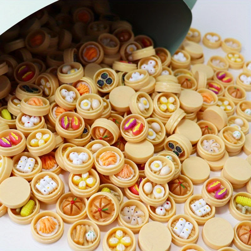 Mini Chinesisches Frühstück Essen Spielzeug Miniatur Dim Sum Knödel Rollenspiel Essen Set für Puppenhaus Harz Essen Küchenzubehör Image