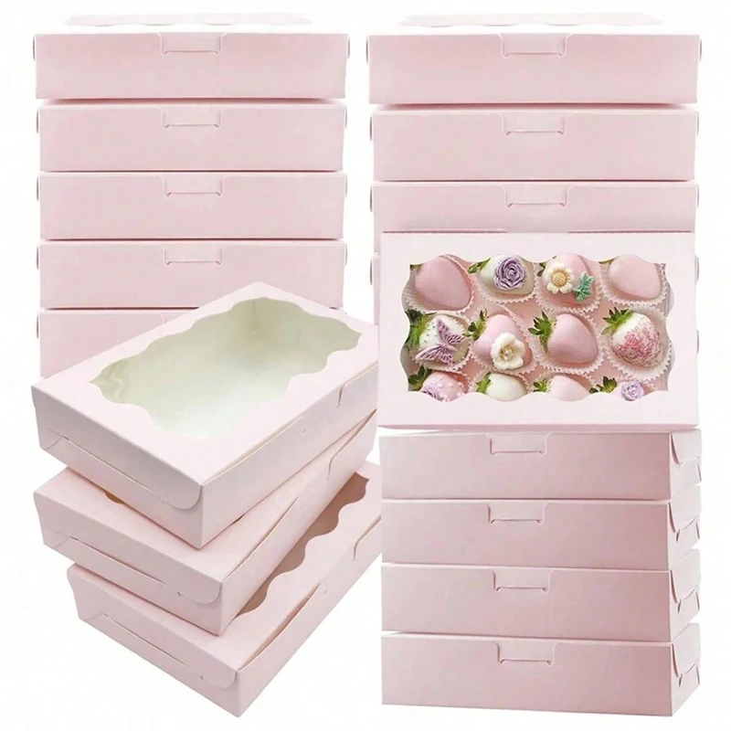 10/20 Stücke Kraftpapier Kuchen Süßigkeiten Boxen Rechteck Offenes Fenster Hochzeit Schmuck Schokolade Geschenk Verpackung Boxen Backen Party liefert Image