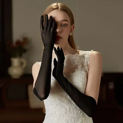 Elastische Netzhandschuhe Braut schlichte Mesh-Reis-Tüll-Handschuhe Braut-Hochzeitshandschuhe Halloween Image