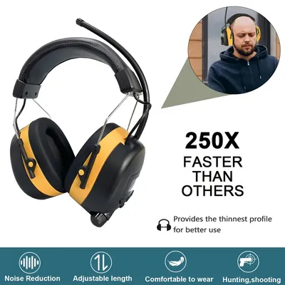 30 dB SNR-Hörschutz-Kopfhörer mit Bluetooth, wiederaufladbar, Geräuschreduzierung, Sicherheits-Ohrenschützer, kabelloser Gehörschutz Image