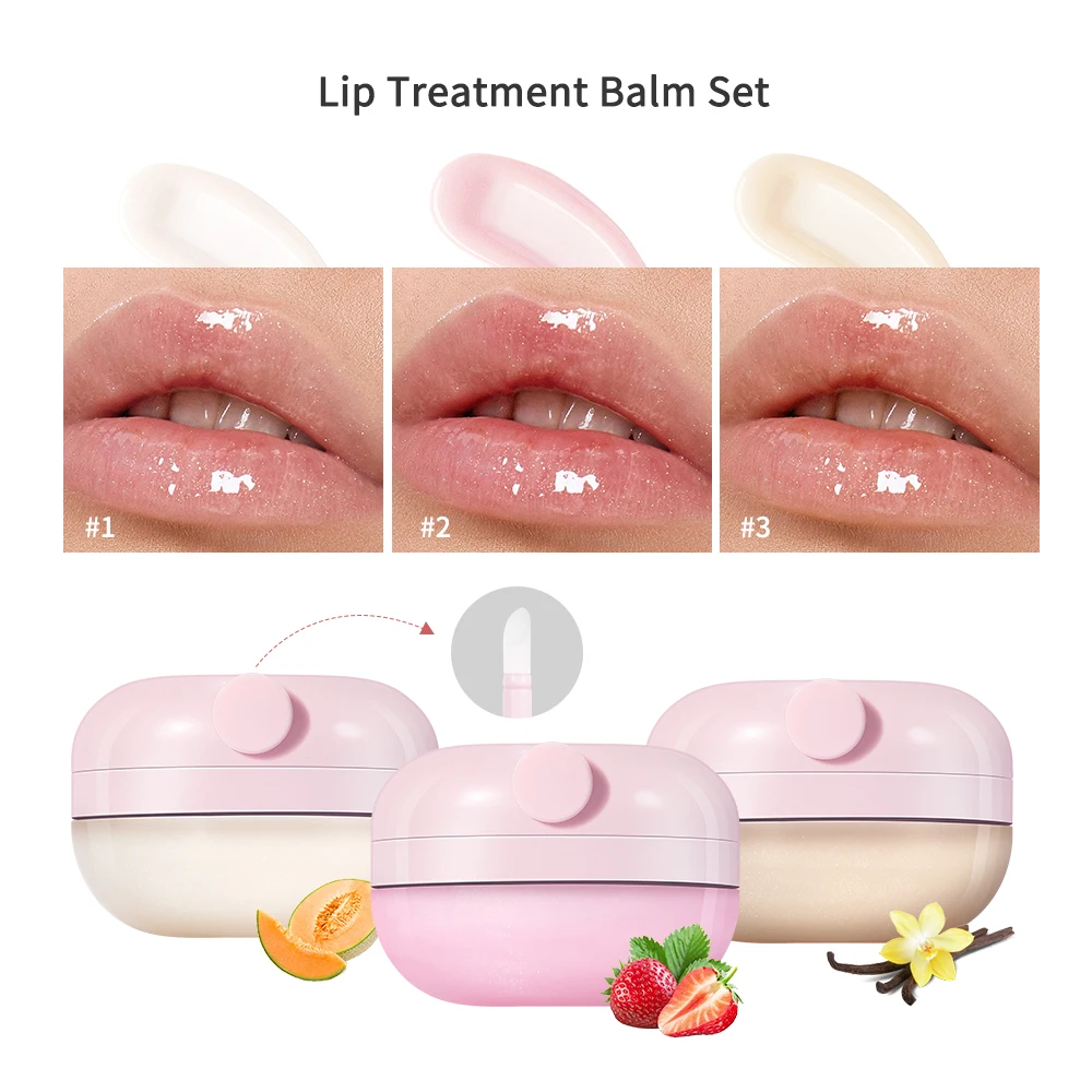 Lakerain Nourish Lip Treatment Balm Set Hydrate Visual Plump Lips Peeling Clean Moisturizer Makeup Health Care Products Image