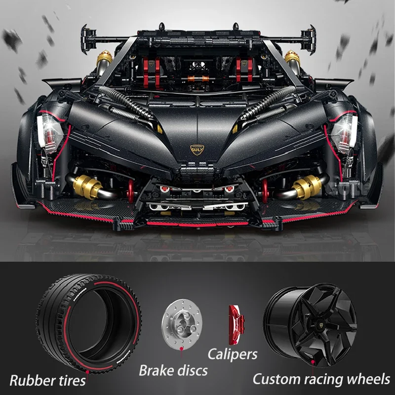 1:8 Technische Lambo Poison Supercar Bausteine 3809 stücke Schwarz Sport Auto Ziegel Spielzeug Montage Auto Modell Spielzeug für Erwachsene geschenke Image