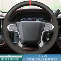 Customized Car Steering Wheel Cover Suede Genuine Leather For Chevrolet Silverado 2014-2022 Suburban 2015-2020 Tahoe 2015-2020
