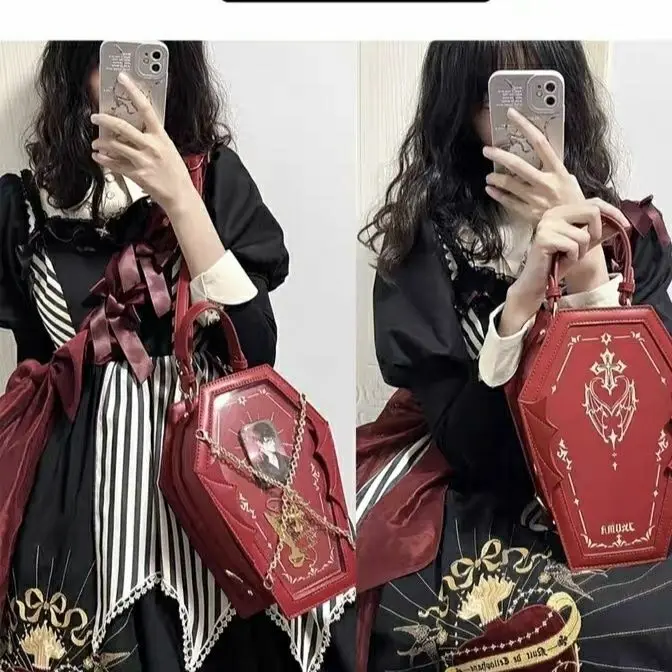 Harajuku Rosa Umhängetasche Ita Tasche Frauen Gothic Japanische Griff Kette Transparent Y2k Handtasche Damen Mini Rucksack Ästhetische