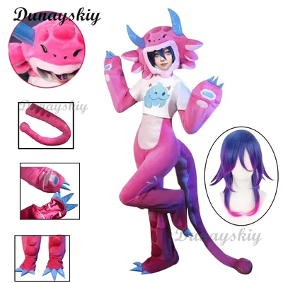 Neeko Cosplay Spiel LOL Super Rosa Overall Kopfbedeckung Cosplay Fans Kostüm S-XXL Schwanz Anzug Image