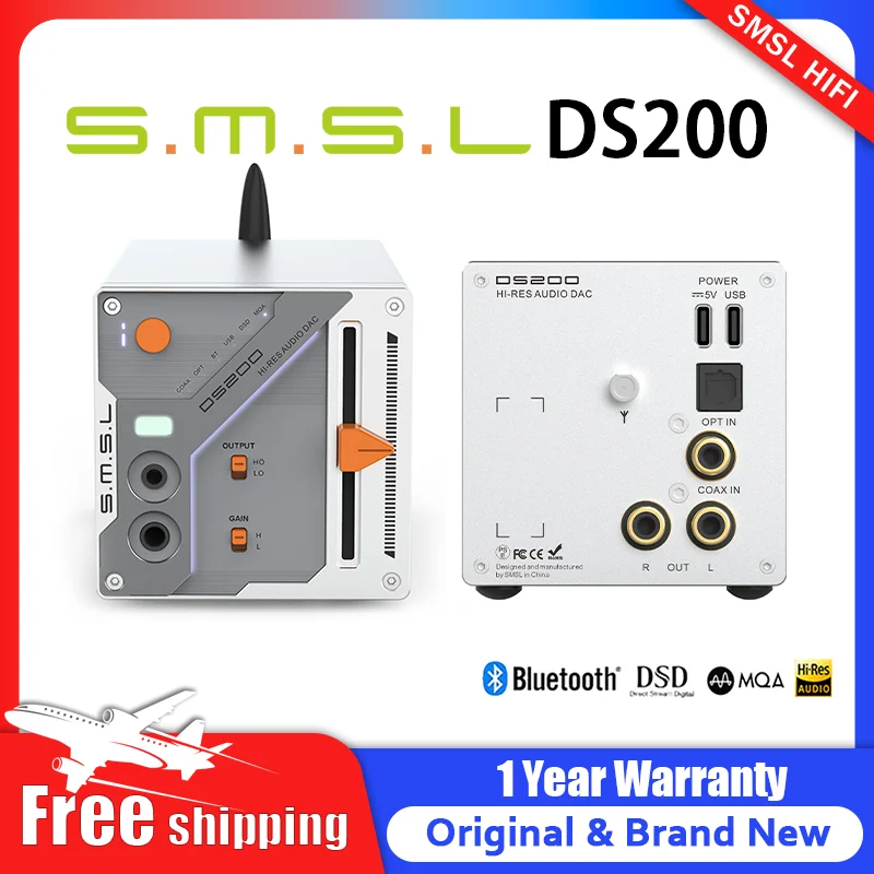 SMSL DS200 Hi-Res Audio Decoder CS43131x2 Unterstützung USB DAC Bluetooth5.1 Optischer Koaxial 3,5 mm 4,4 mm Ausgang Kopfhörerverstärker Image