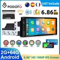 Podofo 1din 6.86 ''Android Car Stereo Radio 2 + 64G Wireless Carplay auto Bluetooth WIFI GPS
