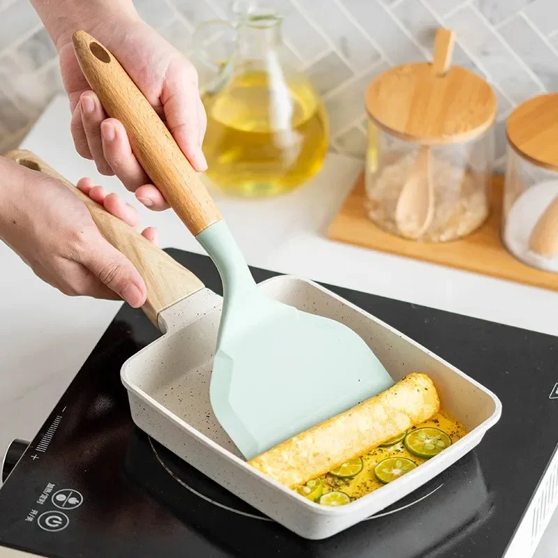 Spatule en Silicone, ustensiles de cuisine, viande de bœuf, œuf, grattoir de cuisine, large pelle à Pizza, spatule antiadhésive, ustensiles de cuisine