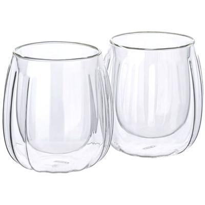 Latte-Macchiato-Glas MULEX "Mulex Gläser Set Manhattan", transparent, H:10cm Ø:7cm, Borosilikatglas, Trinkgefäße, doppelwandig, ideal f. Kaffee, Cappuccino, Latte Macchiatto, 2tlg