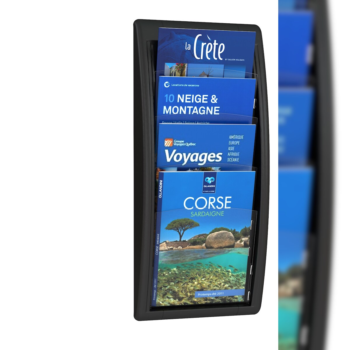 Paperflow wandmontierbarer Prospektständer Polystyrol 290 x 95 x 650mm DIN A4 Schwarz Image