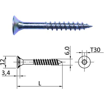 500 Stück jd Spanplattenschrauben I-Stern (Torx) T30 ø 6,0 mm l: 40 mm Image