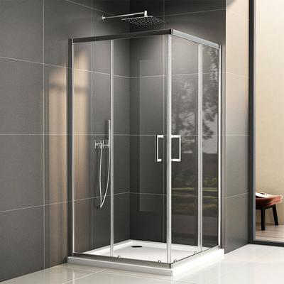 Duschkabine 90x100/100x90 Duschabtrennung Eckdusche Dusche Falttür Schiebetür esg Chrome 185cm Image