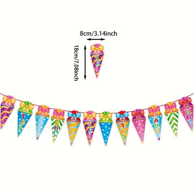 TEMU Back To School Party Banner & Candy Flag Decorations - Vibrant Balloons, Bunting Flags, Number 99 Sign - Paper Decor For Classroom, Home, Or - No Electricity Needed Image