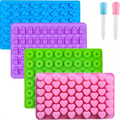 TEMU 6pcs Silicone Baking Mold Set - Diy Chocolates, Gummies & Desserts, Includes 2 Dropper Tools, Multi-shape (donut, Bear, Dinosaur, Heart) Image