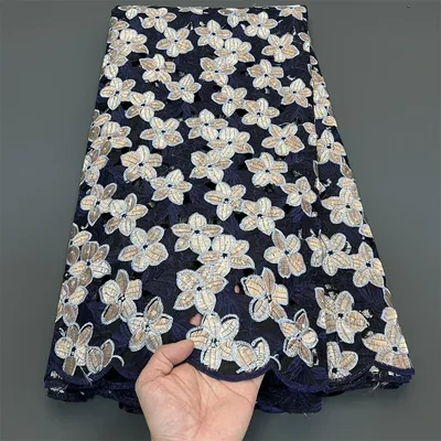 Tulle Lace Fabric for Sewing Dress, Damask Cotton, High Quality, Pure Embroidery, Wedding Party, Nigerian, 5Yard, 2025, PS0071