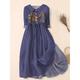 Per donna Abito Midi Abito a trapezio Abito aderente e svasato Casual Quotidiano Data Vestibilità regolare Floreale Grafico Mezza Manica Colletto a Camicia Blu Viola Kaki Estate Primavera