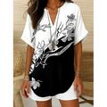 Camicia boho da donna floreale grafico elegante Bohemia vintage maniche senza maniche manica corta top regolari per vacanze al mare nera bianca rosa blu khaki estate primavera