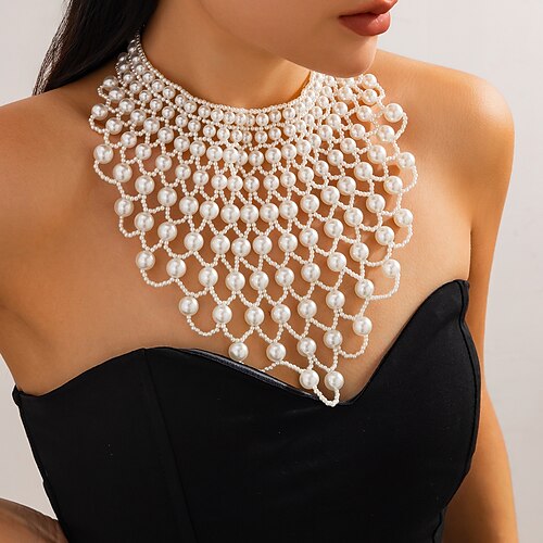 Collana di Perle Perla Per donna Elegante Artistico Lusso Perline Matrimonio Gocce Collana Per Matrimonio Feste Balli di fine anno