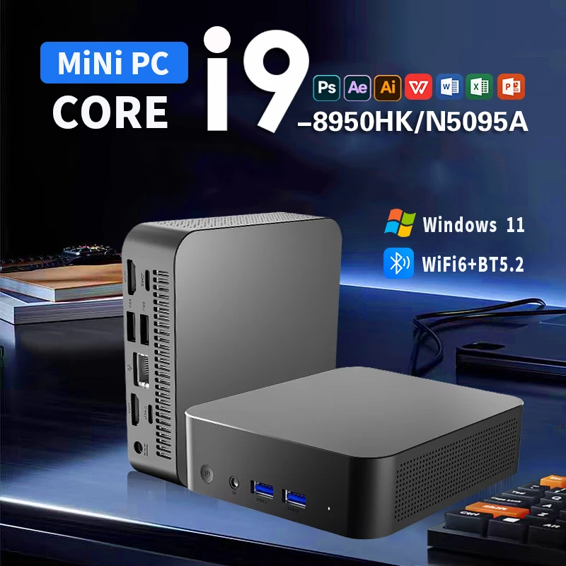 Mini PC Windows 11 Pro Core i9 8950HK 16GB DDR4 1TB SSD office PC Gamer Computer WIFI 6 BT5.2 4K HD Gaming Pc Desktop