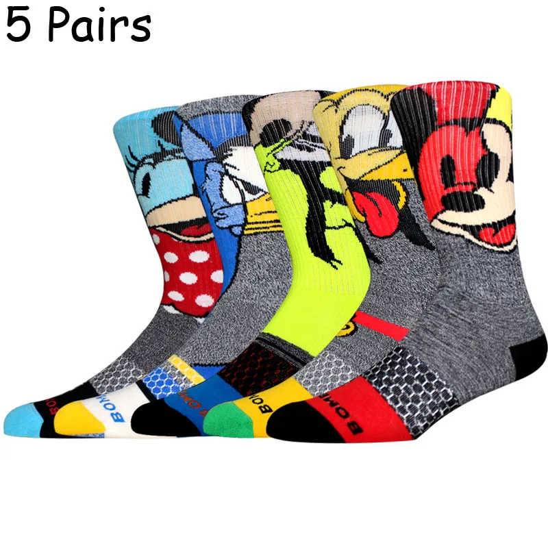 5 Paar lange Damensocken, Anime-Cartoon-Socken, Street-Skateboard-Socken, modische, lässige Herrensocken, neuartige und kreative Socken, Größe 36–44