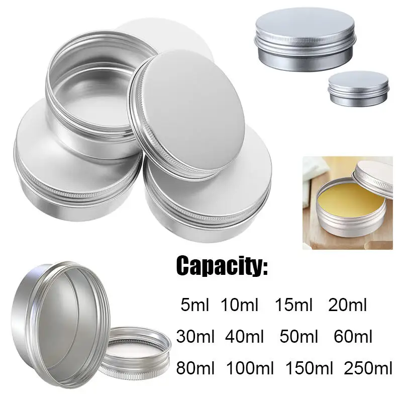 Leere silberne Aluminiumboxen, 10 Stück, 5–250 ml runde Kerzenboxen mit Schraubdeckel, Behälter Image
