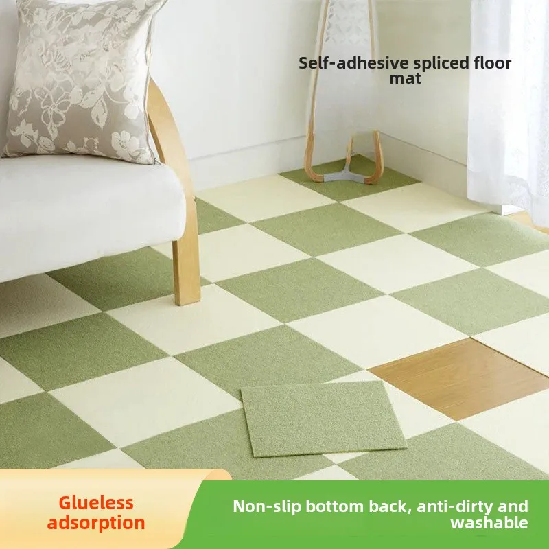 30x30CM DIY Self Adhesive Carpet Floor Tiles Sticker Square Rugs Peel and Stick Mat Flooring for Kitchen Home Decor Carpets