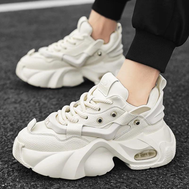 Herrenschuhe, luxuriöse, lässige, atmungsaktive Sneakers für Herren, bequeme Low-Top-Plateaustiefel für Herren, höhenvergrößernde Sneakers