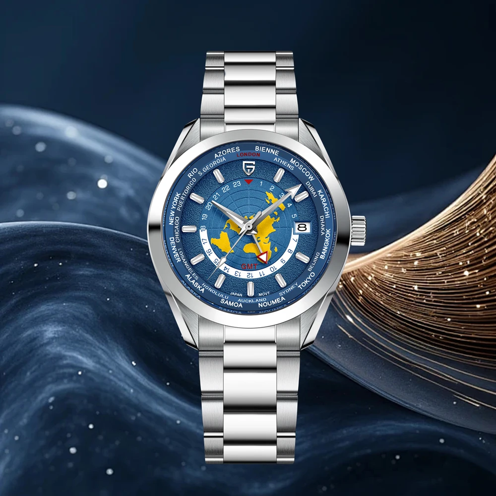 PAGANI DESIGN neue Uhr Herren Retro Karte Herren automatische mechanische Uhr NH34GMT Edelstahl leuchtende wasserdichte Herrenuhr Image