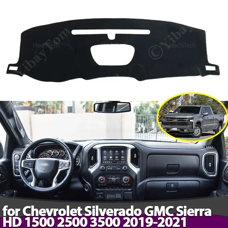 Anti-Rutsch-Armaturenbrett-Abdeckung, Schutzpolster, Sonnenschutz-Teppich für Chevrolet Silverado GMC Sierra HD 1500 2500 3500 2019 2020 2021 Image