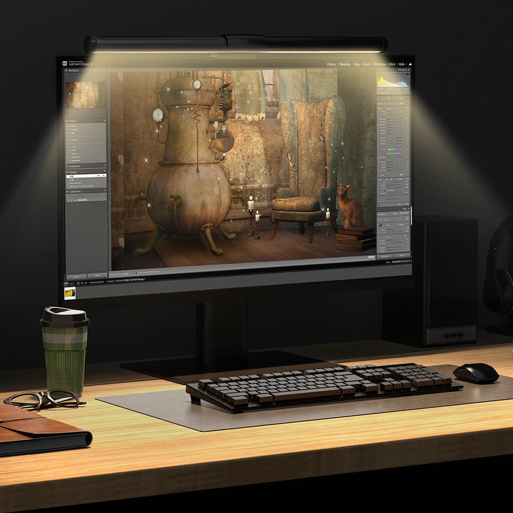 BW-CML2 Luftmonitor-Lichtleiste, 300–1000 Lux, Augenschutz, Touch-Steuerung, USB-Bildschirm, hängende Lichtleiste für Computergeräte Image