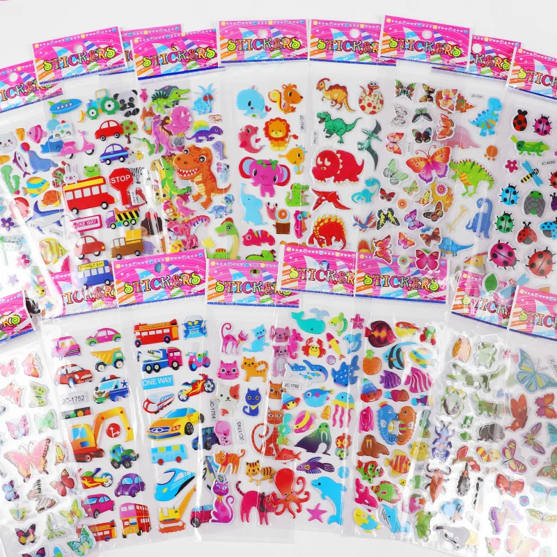 10 Blatt 3D Blase Aufkleber Cartoon Tier Dinosaurier Aufkleber Kinder Junge Mädchen Geburtstag Party Favors Pinata Füllstoffe Scrapbooking Geschenk Image