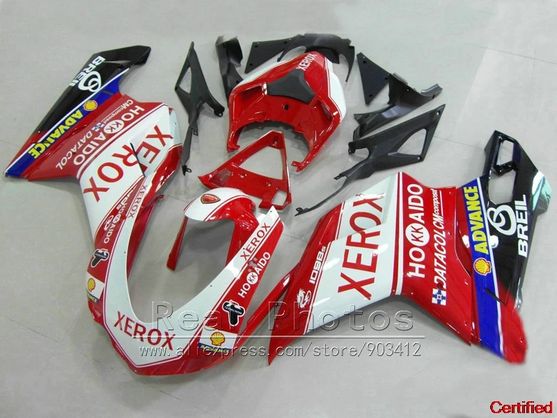 Kit carena in plastica per carrozzeria per Ducati 848 1098 1198 07 08 09 10 11 set carene rosso bianco nero 848 1198 2007-2011 AS31