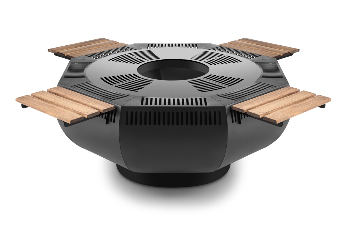 The Favilla WOX XXL Feuerschale mit Grillfunktion - 1150x1150x500 mm, schwarz & rauchfrei - Moderner Feuerkorb Image