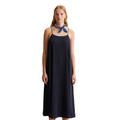 Jerseykleid MARC O'POLO DENIM "aus Plissee-Jersey", Damen, Gr. XXS, Normalgrößen, blau (blau depths), Obermaterial: 98% Polyester, 2% Elasthan, unifarben, weit wadenlang, Rundhals, ohne Ärmel, Kleider