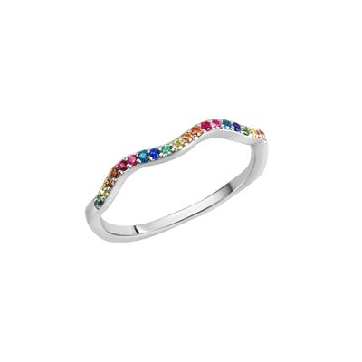 Fingerring VIVANCE "925 Sterling Silber rhodiniert bunte Zirkonia" Gr. 54, weiß (weiß, bunt), Fingerringe, Damen, 054 (17,2), Silber 925 (Sterlingsilber) Image