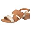 Sandalette MUSTANG SHOES, Damen, Gr. 42, cognacfarben, goldfarben, Lederimitat, vintage, metallic, elegant, Schuhe, Sandalette, Festtagsschuh mit Metallic-Einsätzen