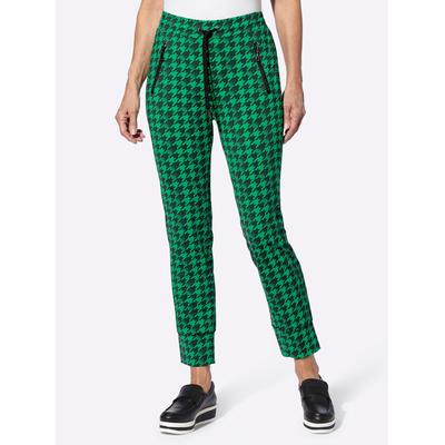 Schlupfhose INSPIRATIONEN, Damen, Gr. 44, Normalgrößen, grasgrün, schwarz, bedruckt, 75% Polyamid, 25% Elasthan, gemustert, mehrfarbig, bedruckt, Hosen Image